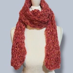 Pink Chunky Knit Scarf Wrap Accessory